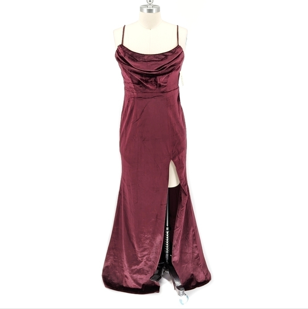 Lulus Cowl Neck Velvet Maxi Dress Red M wedding formal evening prom black tie